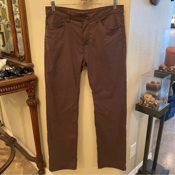 PRANA Men Brown Slim Fit Pants Size 34x32 - Picture 1 of 12